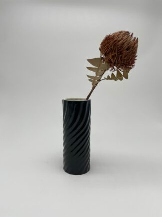 Schwarze Keramik Swirl Vase #160