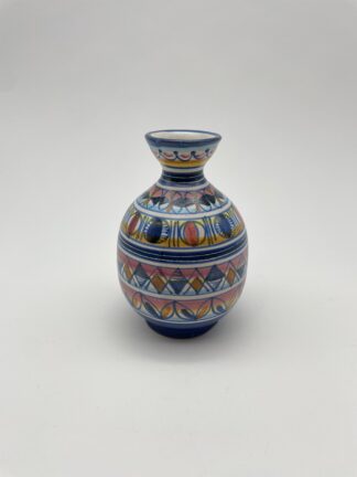 Kleine bauchige Vase verziert blau Ischia Italien #485