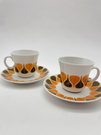 2er Set Kaffeetassen Eschenbach Bavaria 70er Jahre braun orange #600
