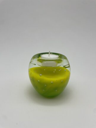 Rosenthal Teelichthalter Massivglas Paperweight Kunstglas Grün gelb #622