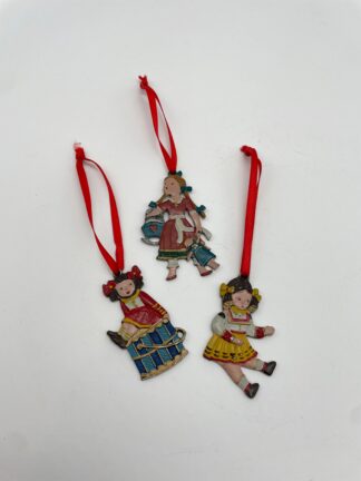 3er Set antike Anhänger Mädchen Zinn Christbaumanhänger Weihnachten #653