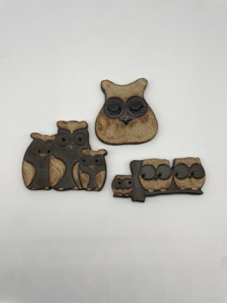 3er Set Eulen Dekoration Wanddekoration Keramik #724